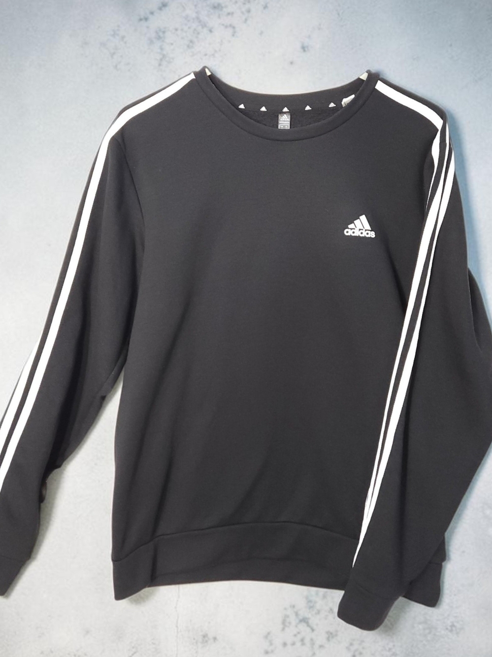 adidas Primegreen Black Crewneck Sweatshirt with White Stripe Detail
